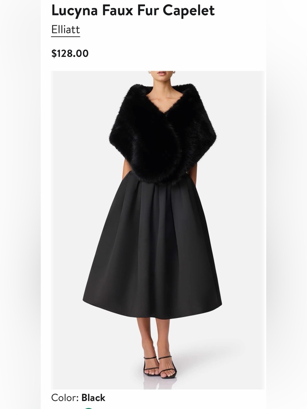Nordstrom Customer Return . . .  Elliatt Lucyna Faux Fur Capelet  |  Black